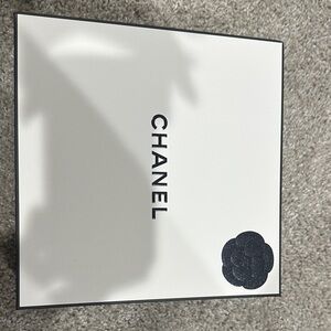 CHANEL White gift Box with Black Camellia